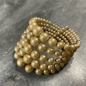 Vintage 5 Strand Pearl Memory Wire Bracelet